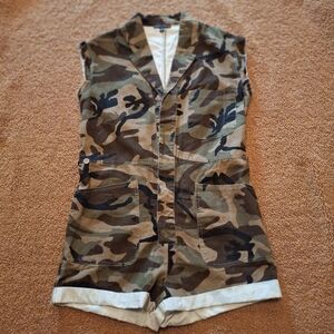 Camouflage Utility Romper - Green Camo